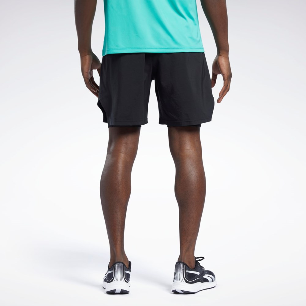 Reebok Koulutus Two-in-One Shorts Mustat | TWGDOQ-157