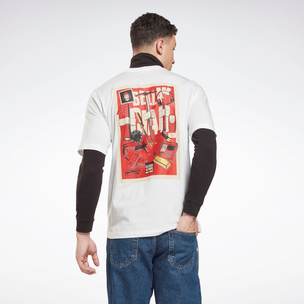 Reebok La Casa De Papel T-Shirt Valkoinen | VLSJQX-961