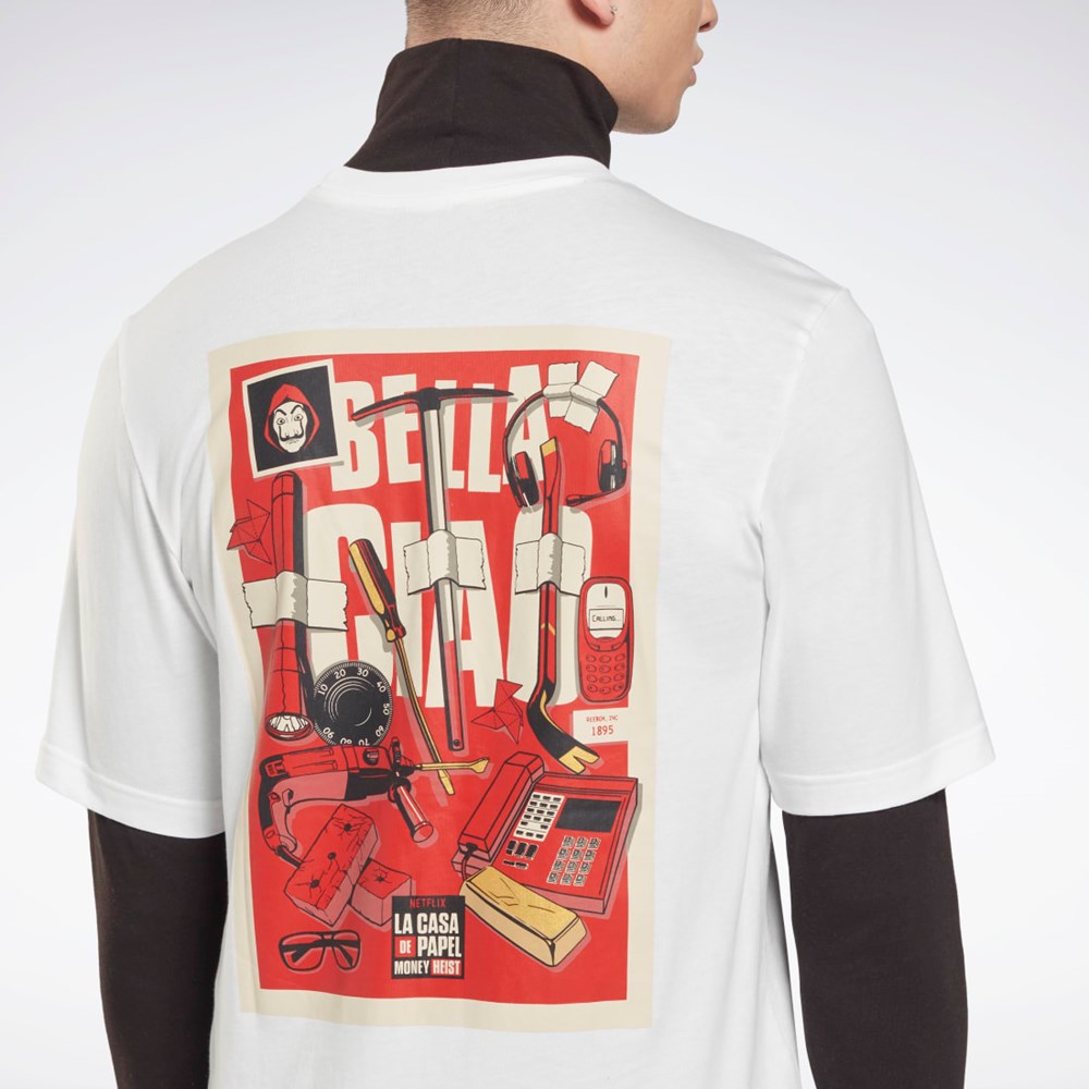 Reebok La Casa De Papel T-Shirt Valkoinen | VLSJQX-961