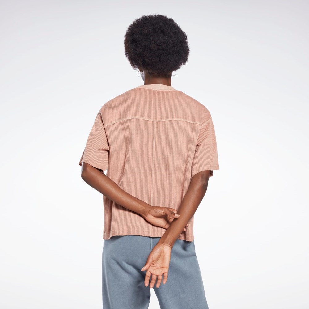 Reebok Les Mills® Natural Dye Waffle T-Shirt Koralli | EXRQHA-491
