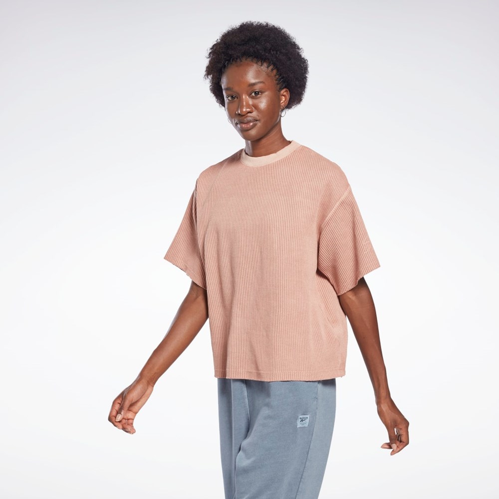 Reebok Les Mills® Natural Dye Waffle T-Shirt Koralli | EXRQHA-491