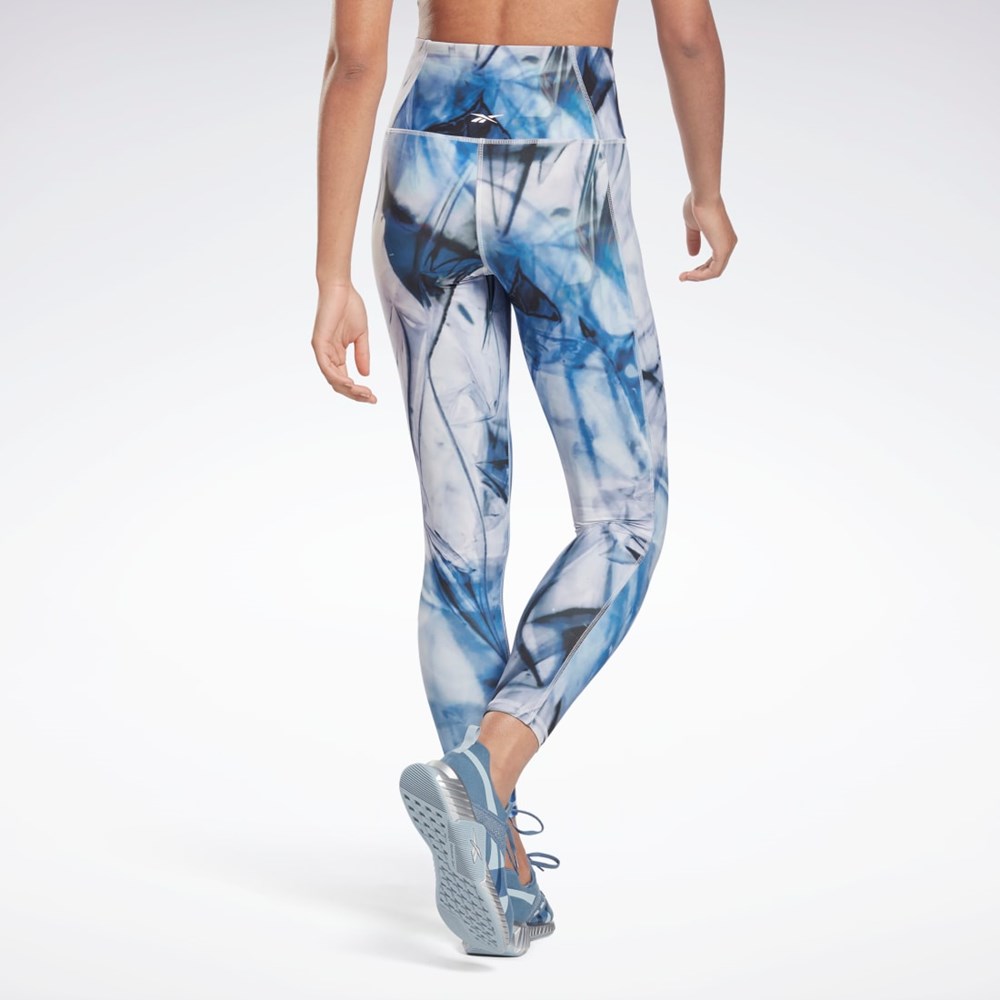 Reebok Lux Bold High-Waisted Liquid Abyss Print Tights Sininen | XFCVUL-652