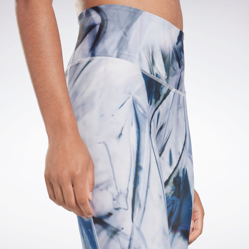 Reebok Lux Bold High-Waisted Liquid Abyss Print Tights Sininen | XFCVUL-652