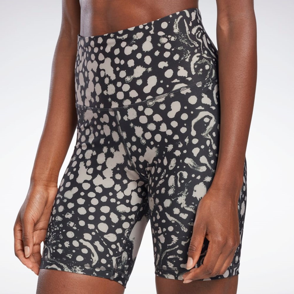 Reebok Lux Bold High-Waisted Modern Safari Print Shorts Mustat | YXAEHJ-197