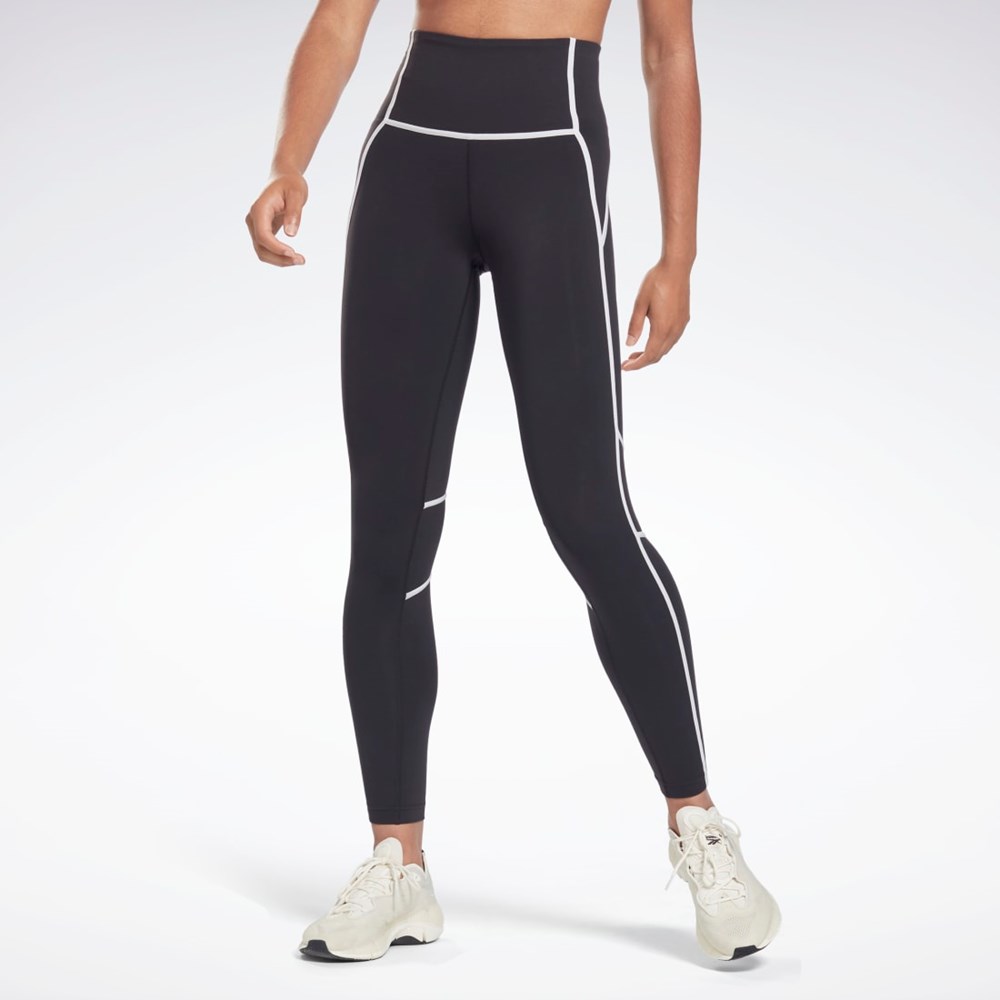 Reebok Lux High-Waisted Colorblock Tights Mustat | AXGYVH-287