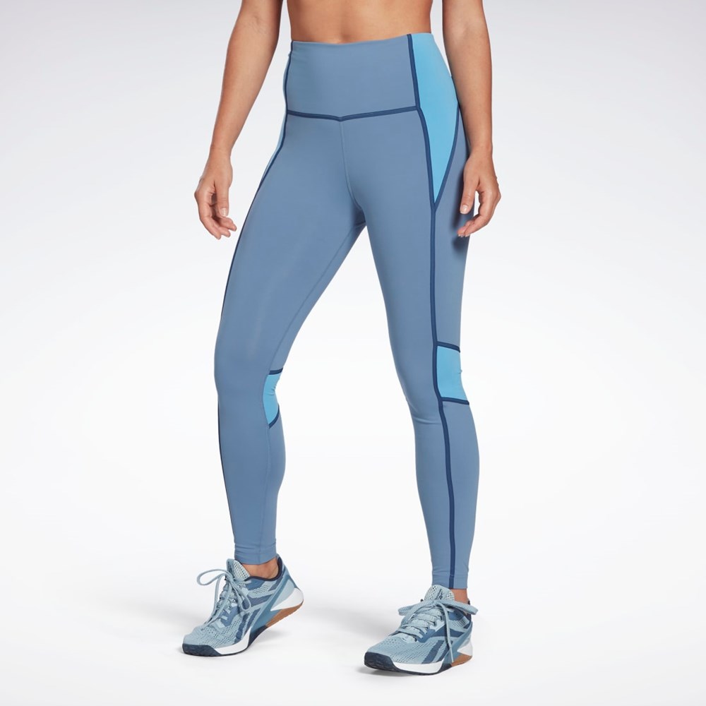 Reebok Lux High-Waisted Colorblock Tights Sininen | BPSAXV-093