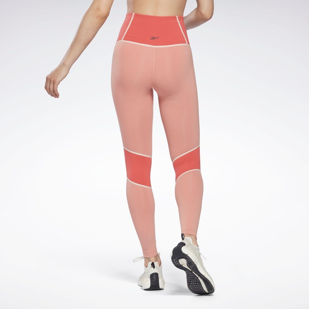 Reebok Lux High-Waisted Colorblock Tights Koralli | DPVSWJ-506