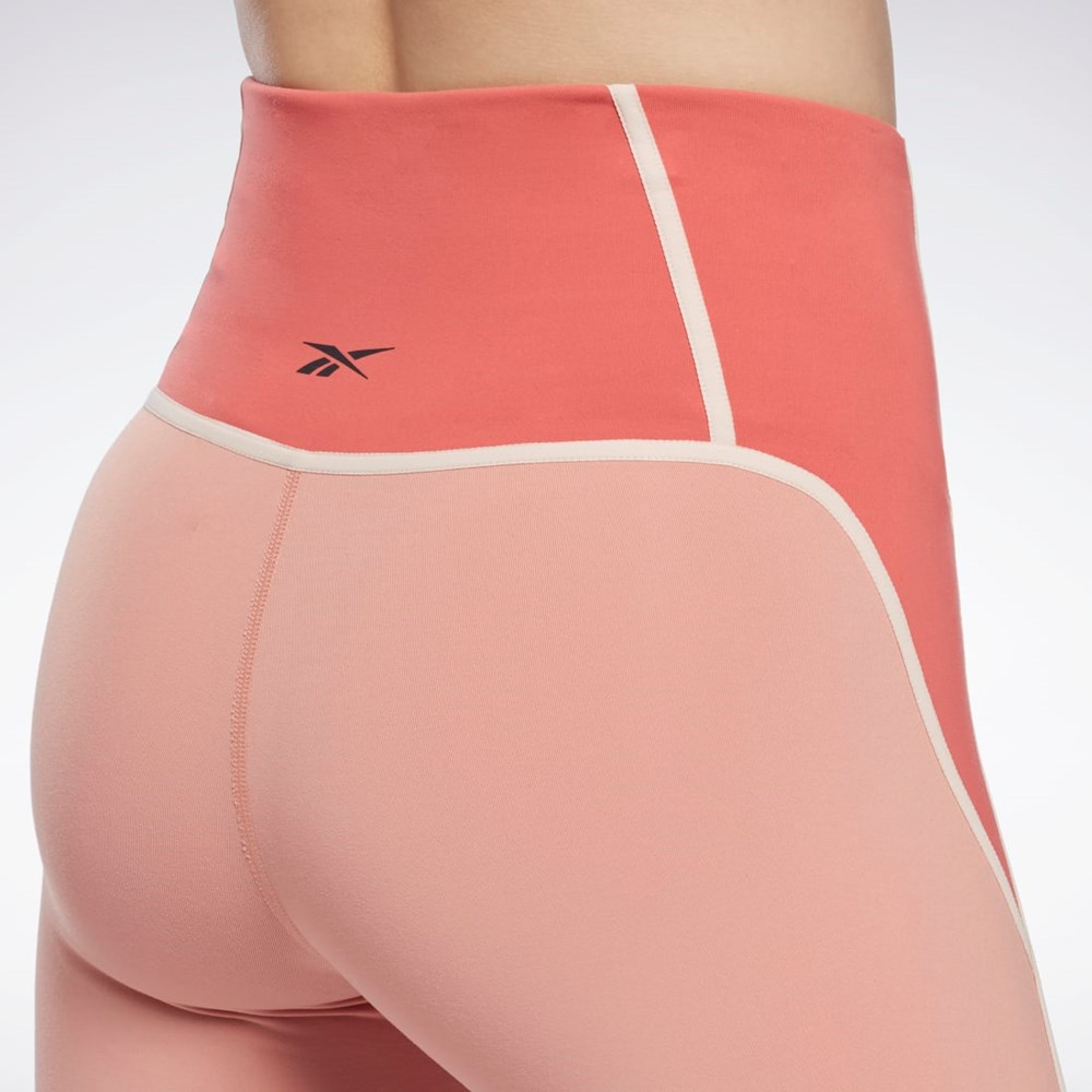 Reebok Lux High-Waisted Colorblock Tights Koralli | DPVSWJ-506
