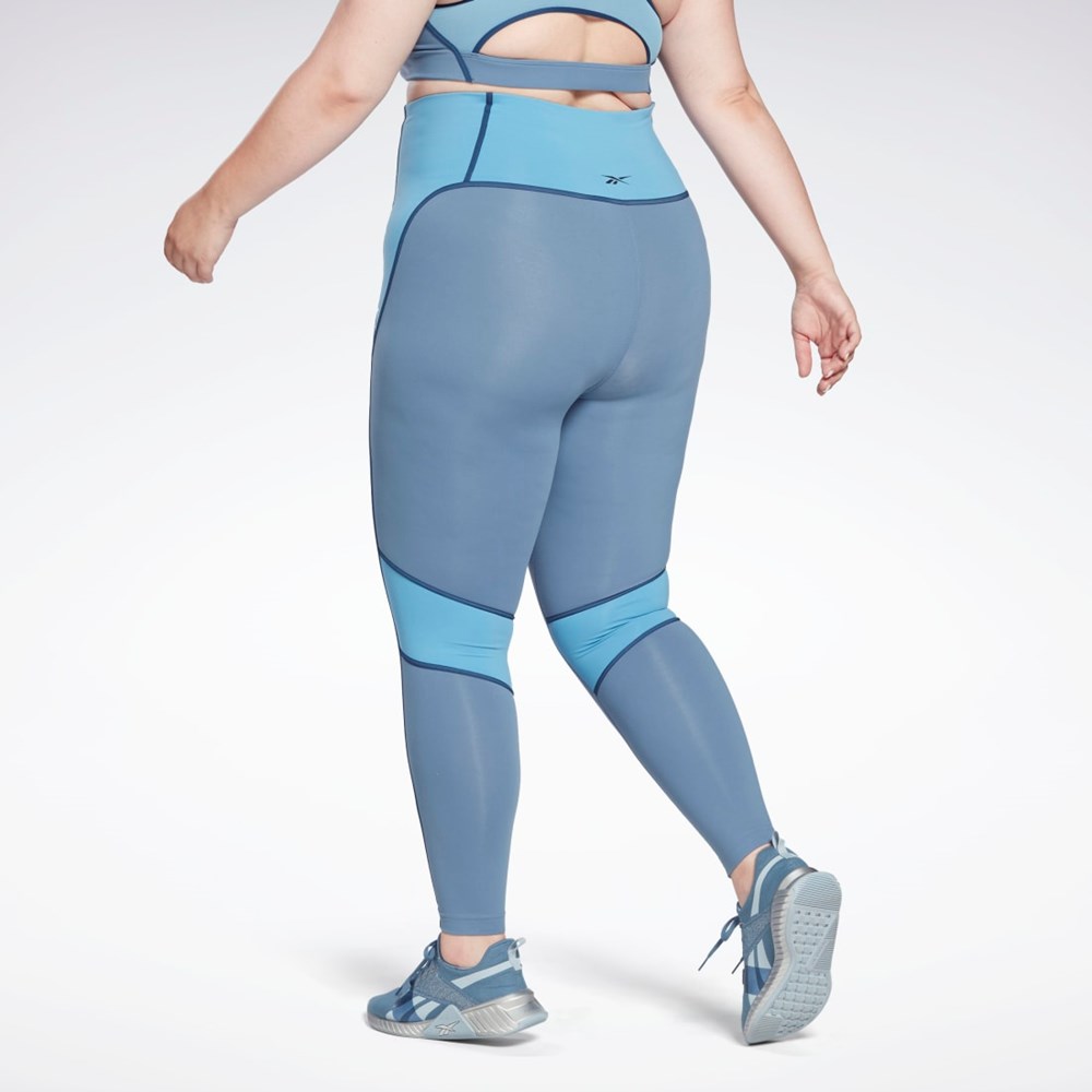 Reebok Lux High-Waisted Colorblock Tights (Plus Size) Sininen | ERKWVY-126