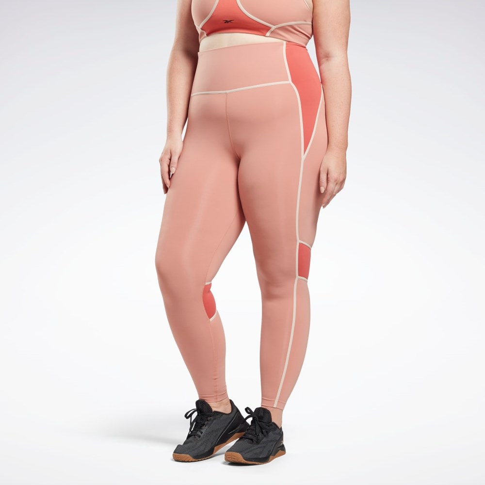 Reebok Lux High-Waisted Colorblock Tights (Plus Size) Koralli | SBMCUY-897