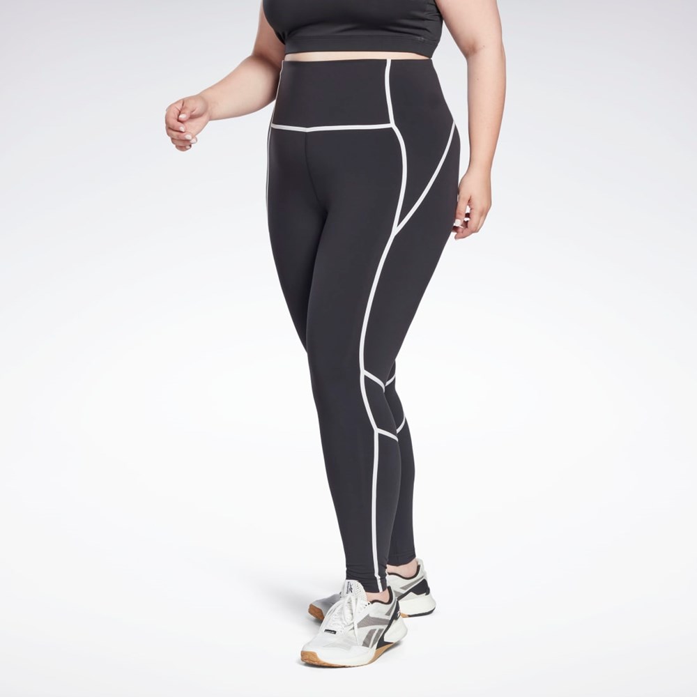 Reebok Lux High-Waisted Colorblock Tights (Plus Size) Mustat | VHCWOE-368
