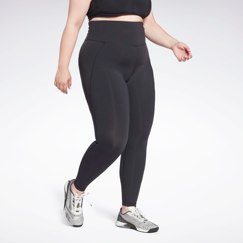 Reebok Lux High-Waisted Tights (Plus Size) Mustat | QGTSBW-507