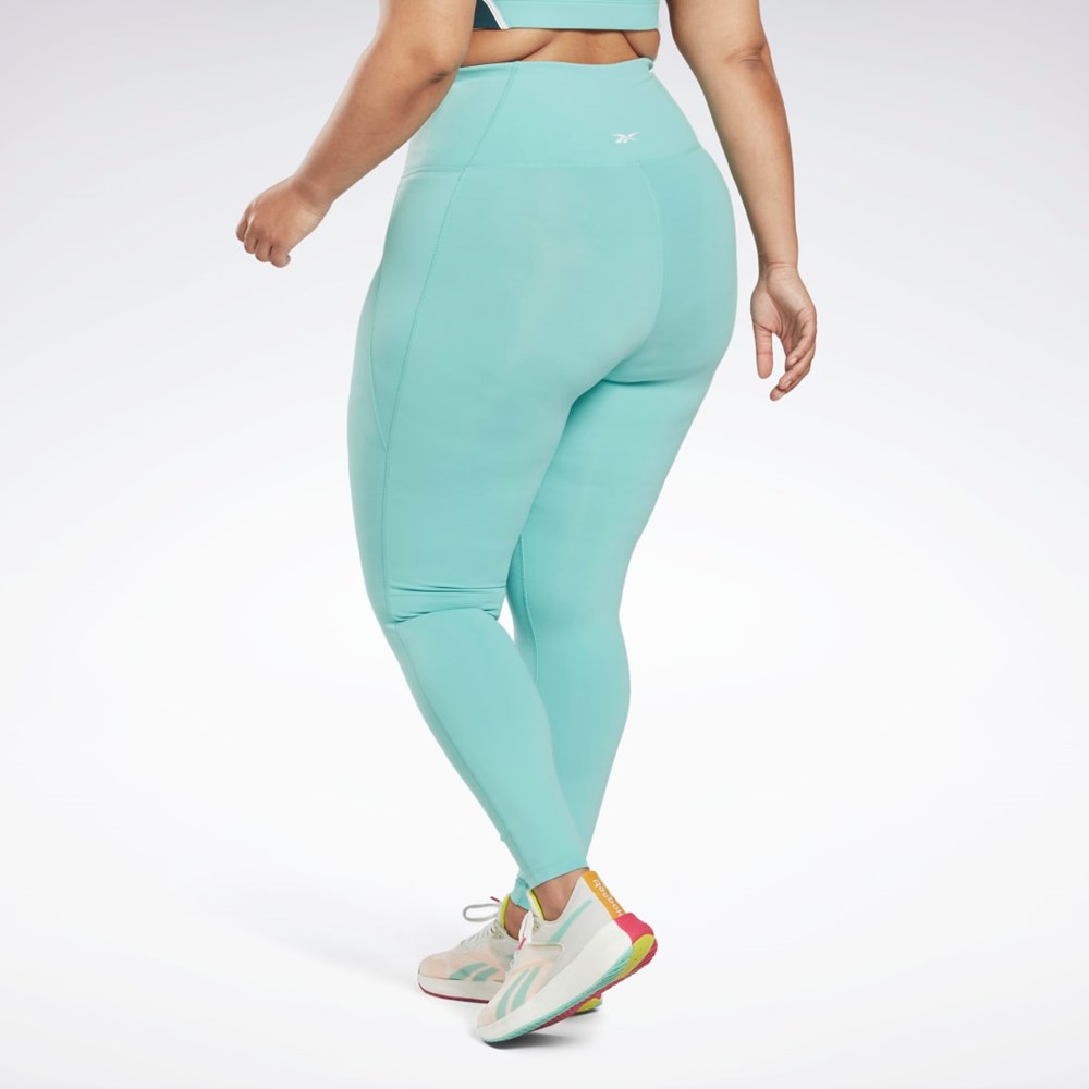 Reebok Lux High-Waisted Tights (Plus Size) Semi Classic Teal | QXEOHL-396