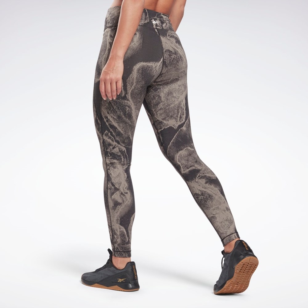 Reebok Lux Jacquard Leggings Mustat | PFAKSE-608