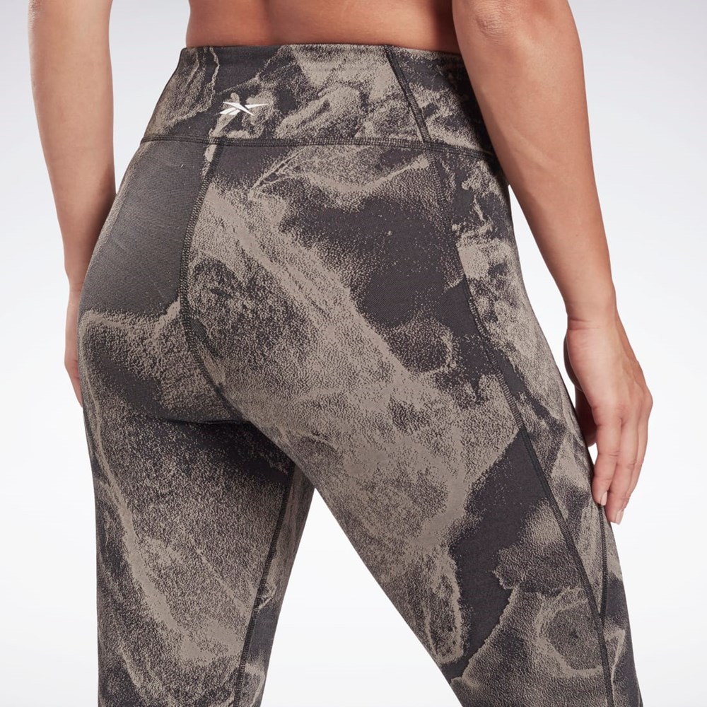 Reebok Lux Jacquard Leggings Mustat | PFAKSE-608
