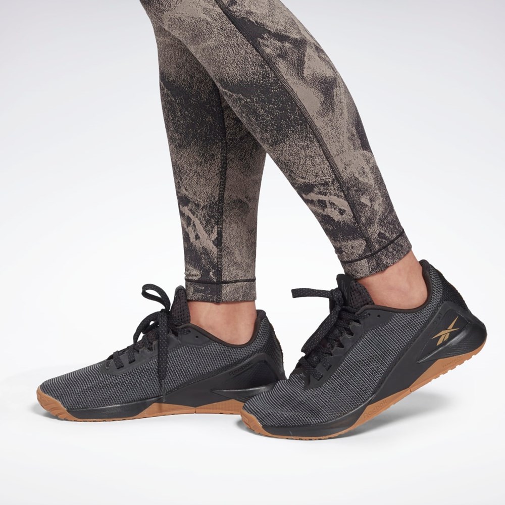 Reebok Lux Jacquard Leggings Mustat | PFAKSE-608