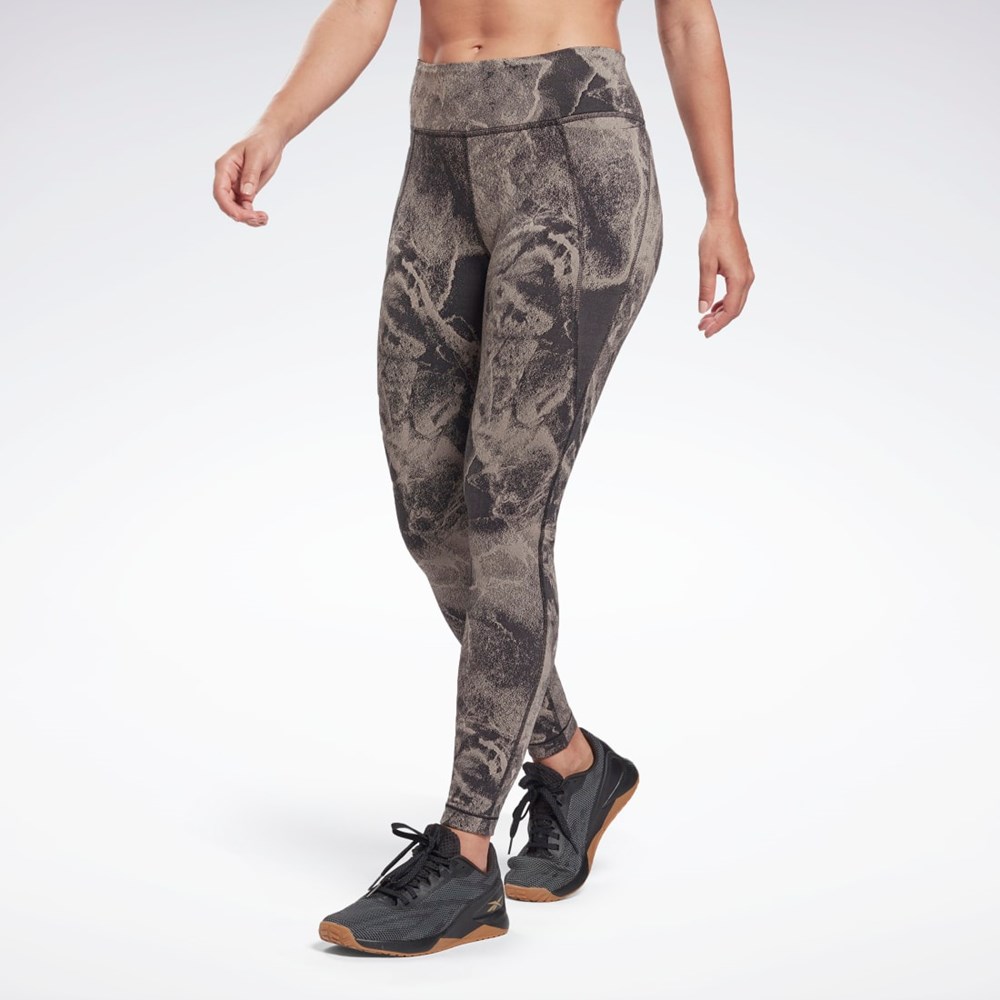 Reebok Lux Jacquard Leggings Mustat | PFAKSE-608