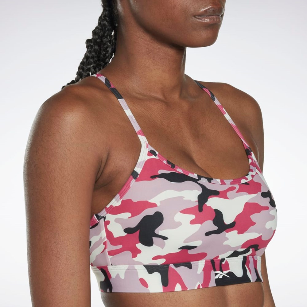 Reebok Lux Laiha Strap Camo Print Sports Bra Pinkki | SPLWUG-081