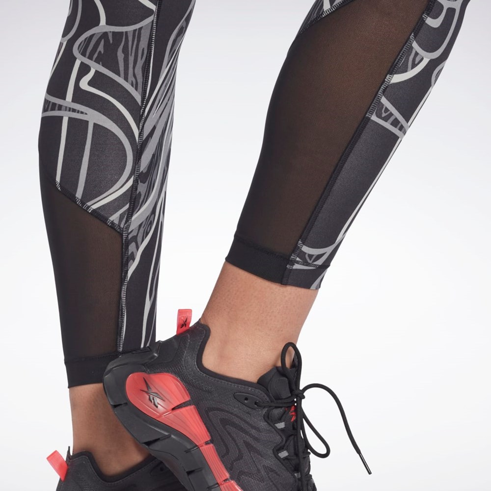Reebok Lux Perform Mid-Rise Nature Grown Tights Mustat | SOYHQX-546