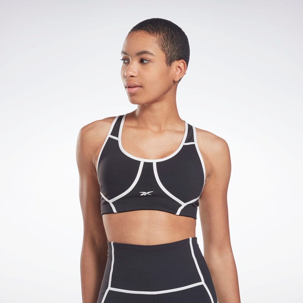Reebok Lux Racer Pehmustettu Colorblocked Bra Mustat | NQBUTM-894