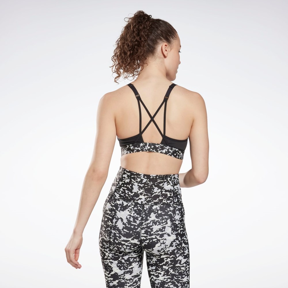 Reebok Lux Speckle Modern Safari Strappy Bra Mustat | JHEGTA-820