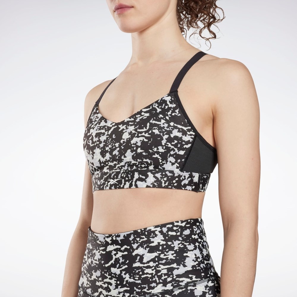 Reebok Lux Speckle Modern Safari Strappy Bra Mustat | JHEGTA-820