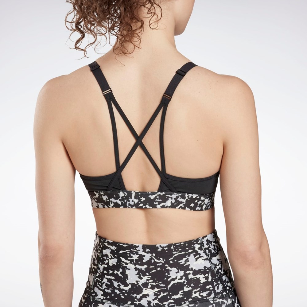 Reebok Lux Speckle Modern Safari Strappy Bra Mustat | JHEGTA-820