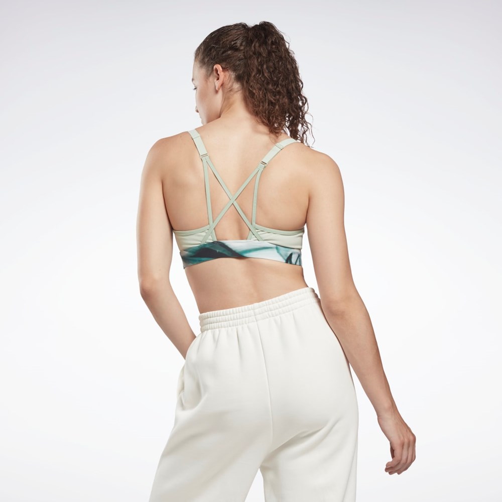 Reebok Lux Strappy Liquid Abyss Print Sports Bra Vaalean | BFOVLX-132