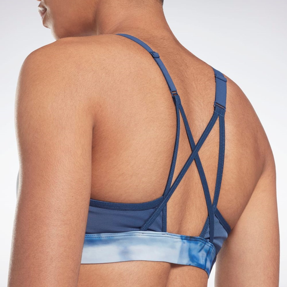 Reebok Lux Strappy Liquid Abyss Print Sports Bra Sininen | OKMVNC-438