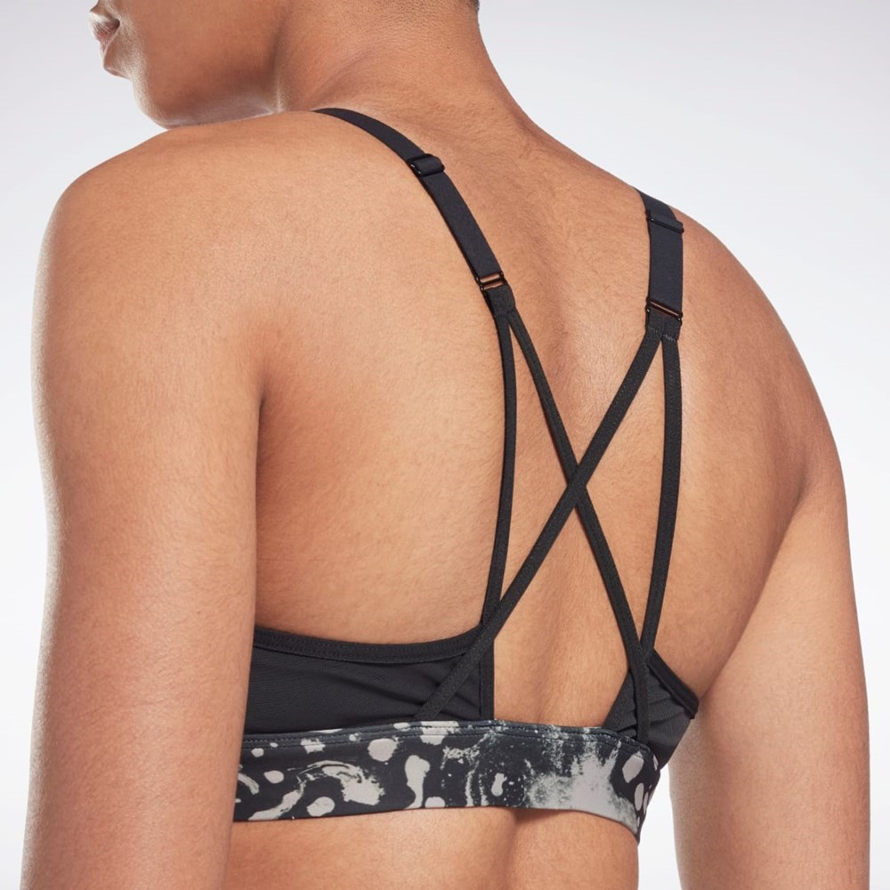 Reebok Lux Strappy Modern Safari Print Sports Bra Mustat | DLYCAE-510