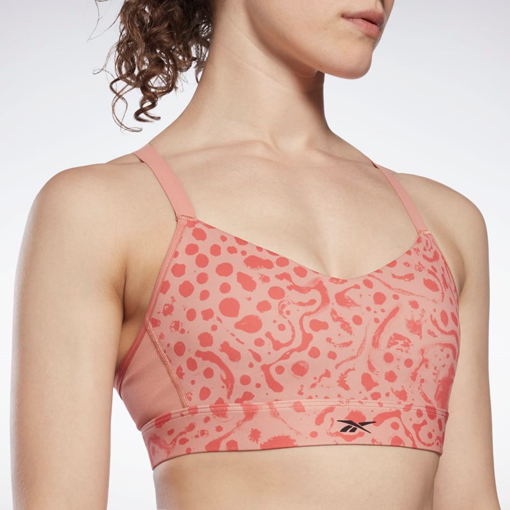 Reebok Lux Strappy Modern Safari Print Sports Bra Koralli | QNSZBO-938