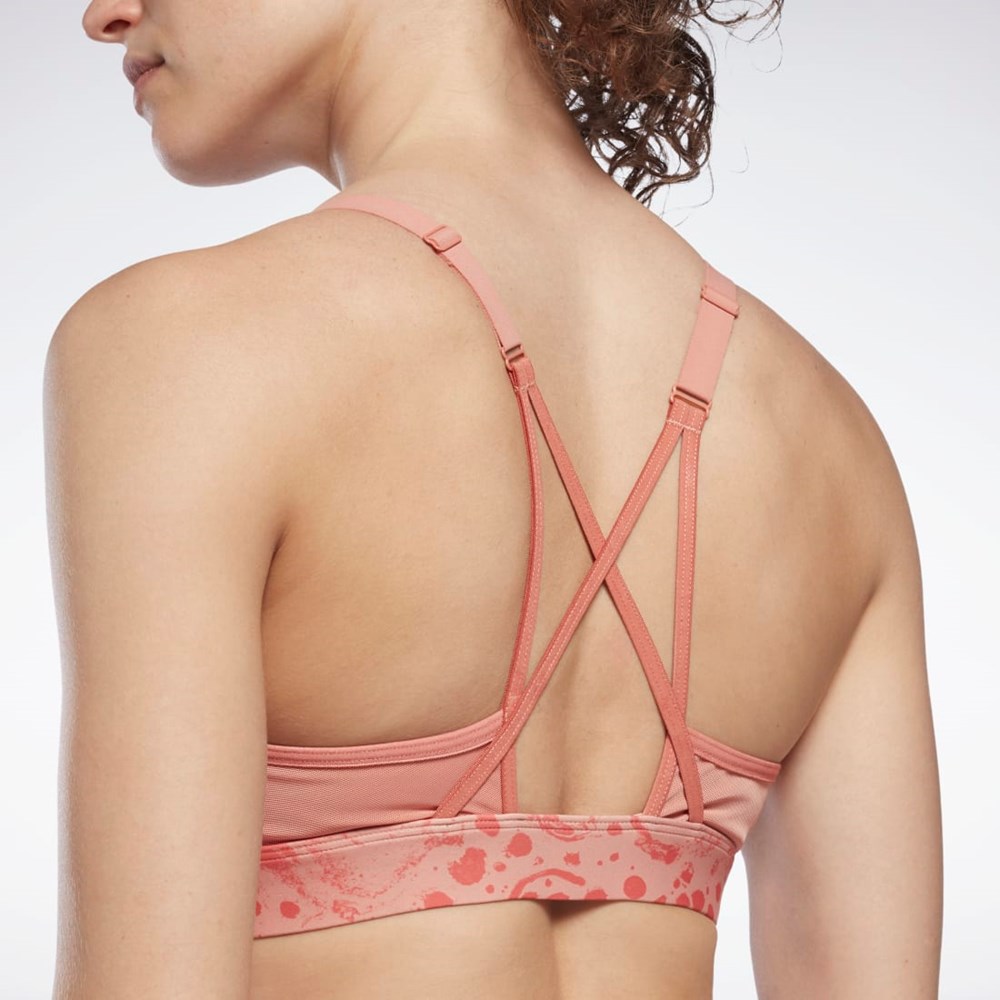 Reebok Lux Strappy Modern Safari Print Sports Bra Koralli | QNSZBO-938