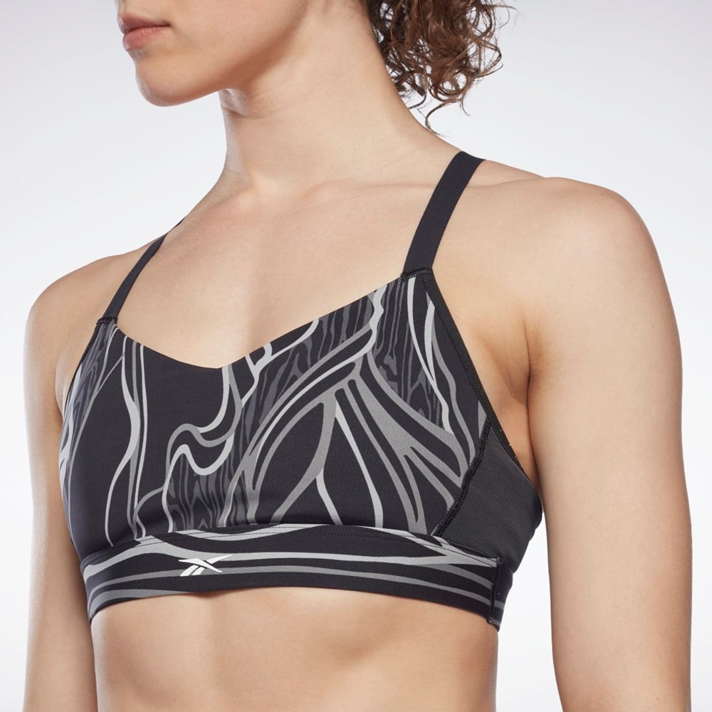 Reebok Lux Strappy Nature Grown Print Sports Bra Mustat | XDTFUW-108
