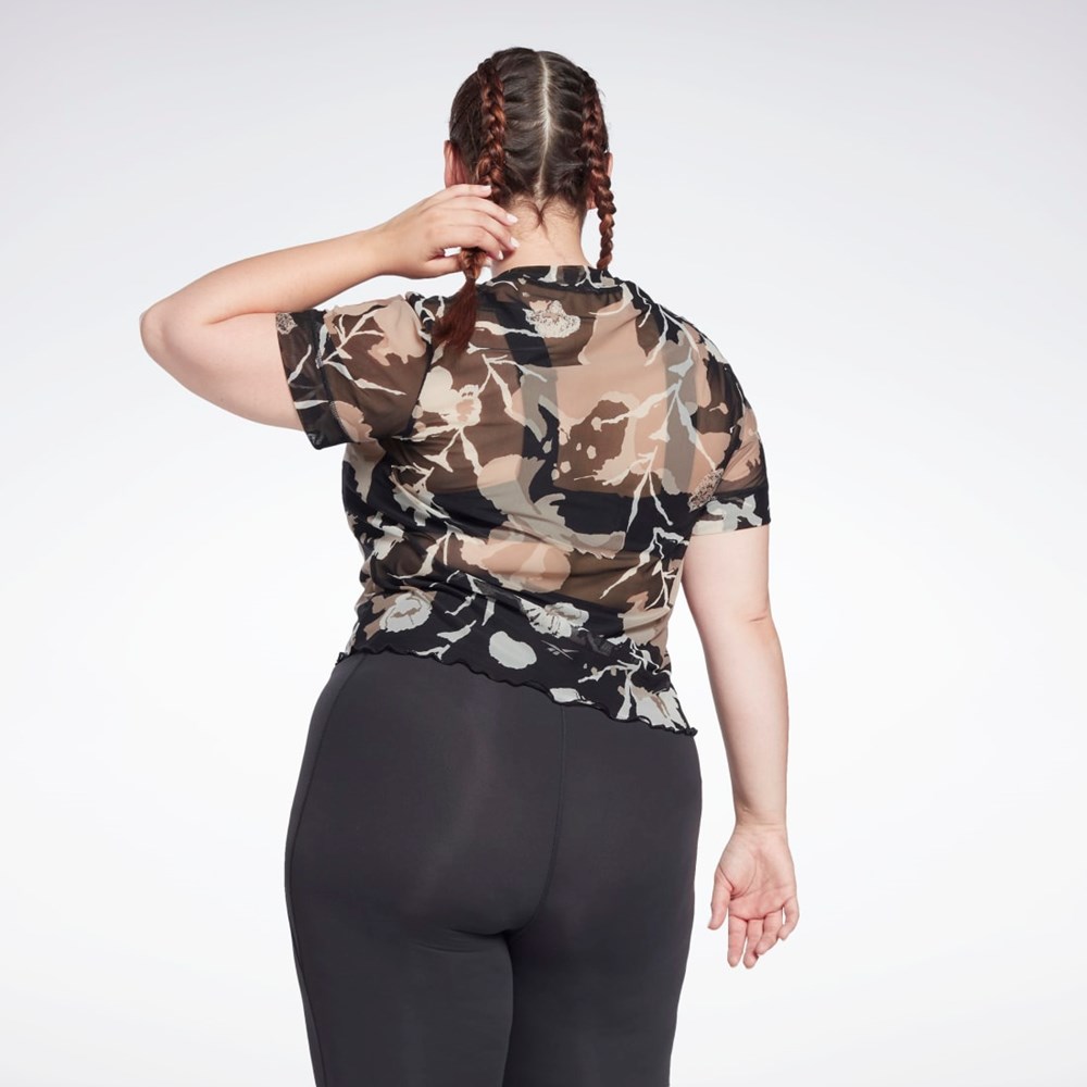 Reebok MYT Allover Print Mesh T-Shirt (Plus Size) Mustat | KWYDQN-289