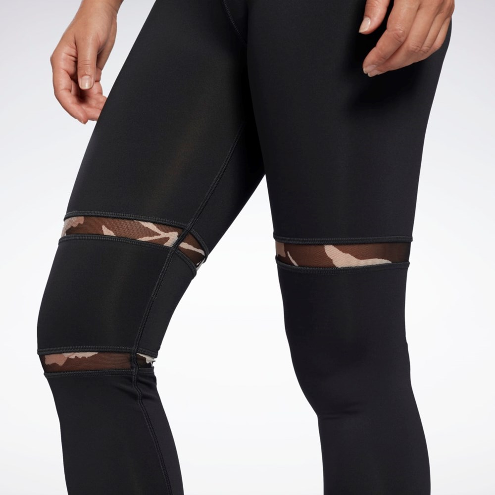 Reebok MYT Detail Leggings Mustat | YWTXOF-801