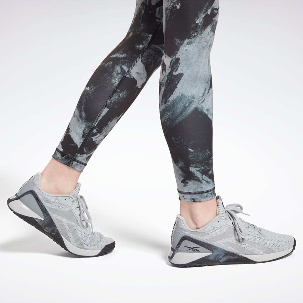 Reebok MYT Printed Leggings Mustat | HMSUVD-924