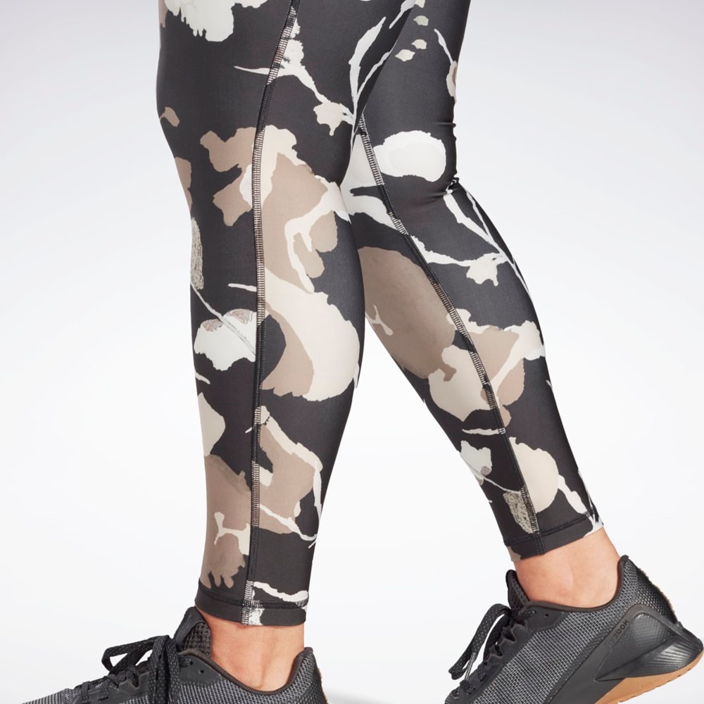 Reebok MYT Printed Leggings (Plus Size) Mustat | JDMVWZ-913