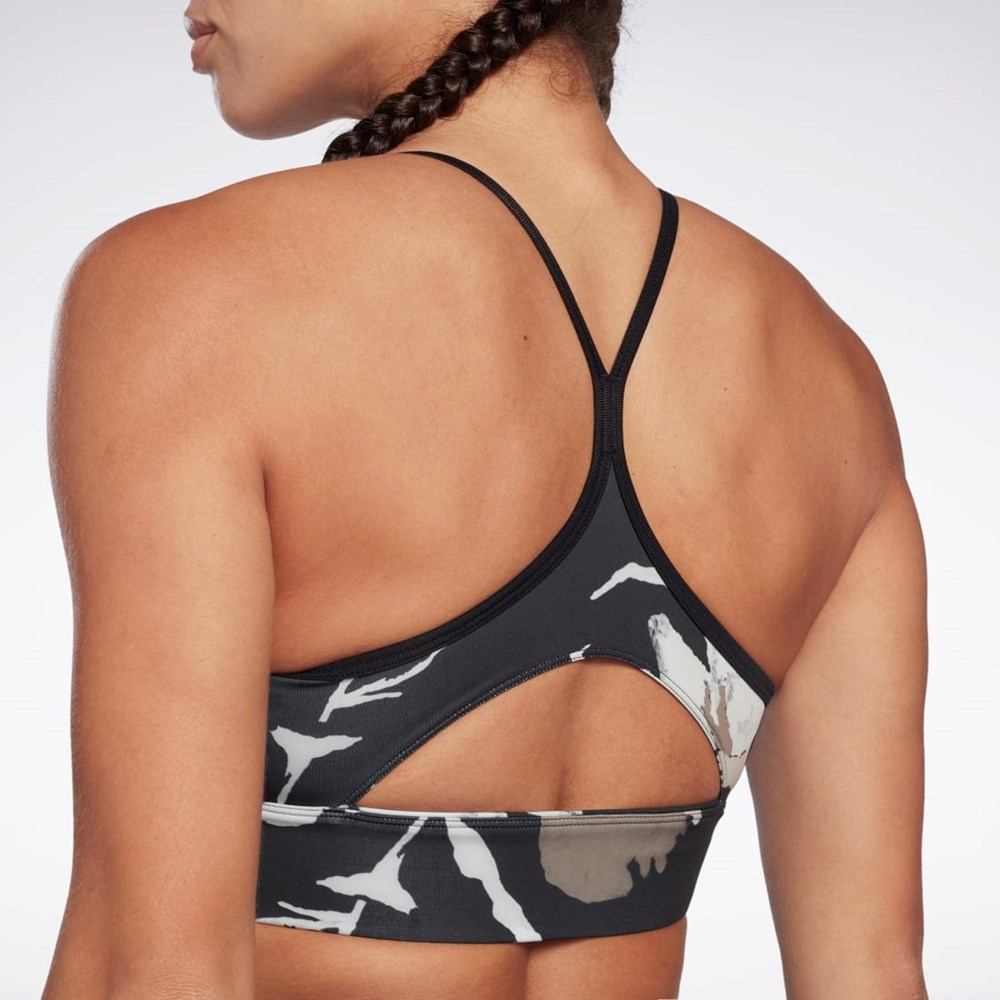 Reebok MYT Printed Sports Bra Mustat | JNEICU-218