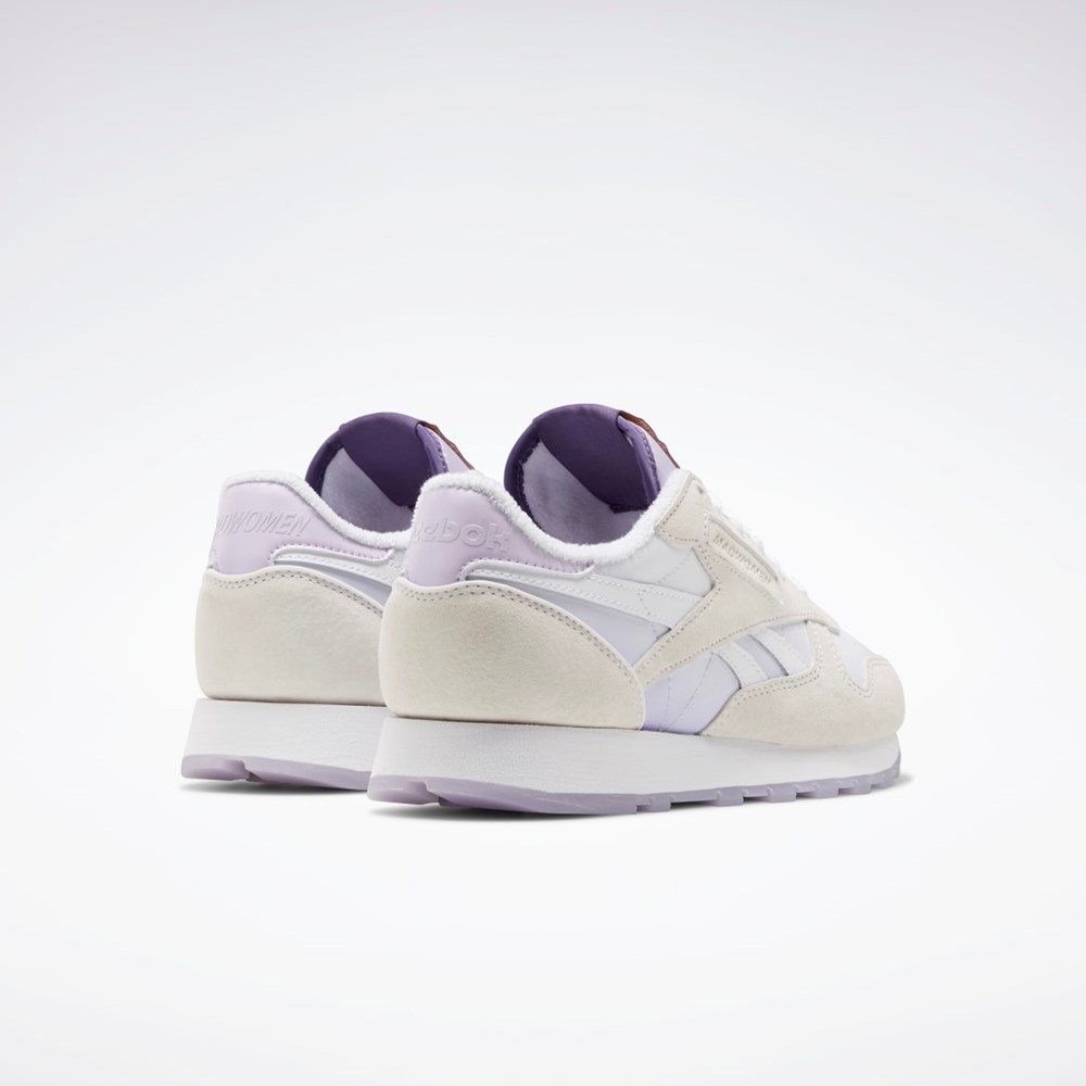 Reebok MadWomen Classic Leather Shoes Valkoinen Valkoinen Violetit | CKMPOJ-510