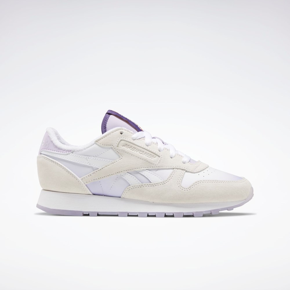 Reebok MadWomen Classic Leather Shoes Valkoinen Valkoinen Violetit | CKMPOJ-510