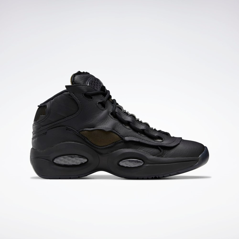 Reebok Maison Margiela Question Mid Memory Of Basketball Shoes Mustat Valkoinen Mustat | KCUTNW-709
