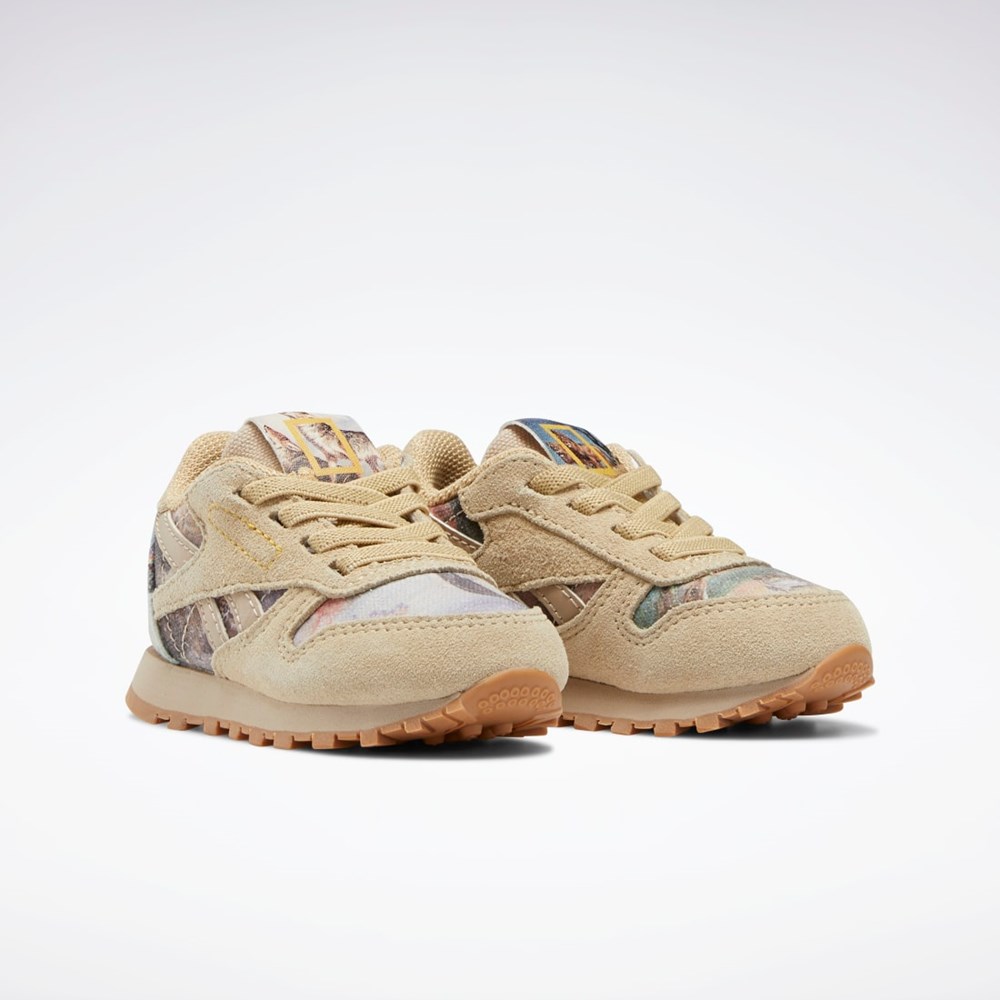 Reebok National Geographic Classic Leather Shoes - Toddler Beige | LSIFDJ-273