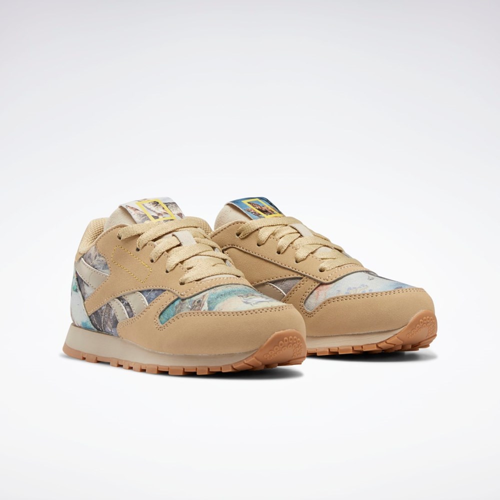 Reebok National Geographic Classics Leather Shoes - Preschool Beige | RCDUYA-351