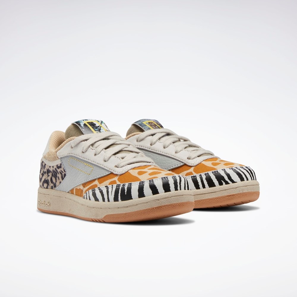 Reebok National Geographic Club C Shoes - Preschool Oatmeal / Sand Stone / Soft Camel | LBKXSG-173