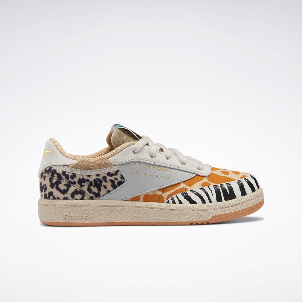 Reebok National Geographic Club C Shoes - Preschool Oatmeal / Sand Stone / Soft Camel | LBKXSG-173