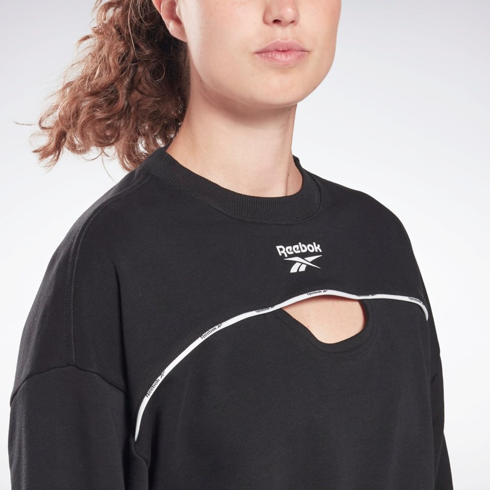 Reebok Piping Crewneck Sweatshirt Mustat | GUPVWS-795