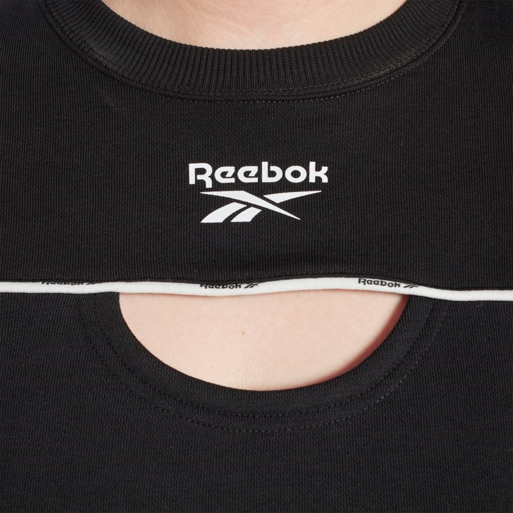 Reebok Piping Crewneck Sweatshirt (Plus Size) Mustat | SZVRNA-015