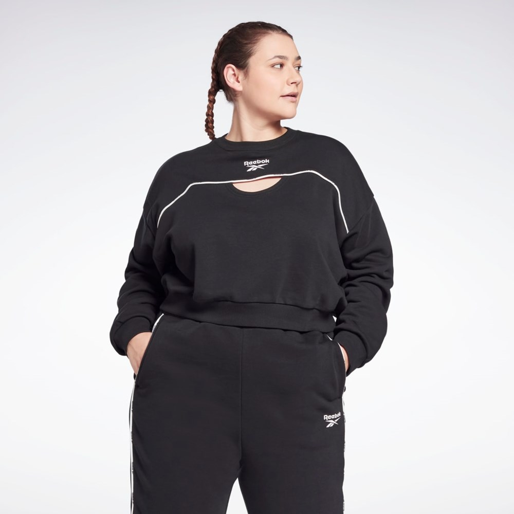 Reebok Piping Crewneck Sweatshirt (Plus Size) Mustat | SZVRNA-015