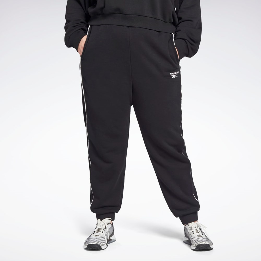 Reebok Piping Joggers (Plus Size) Mustat | EMDGZK-471