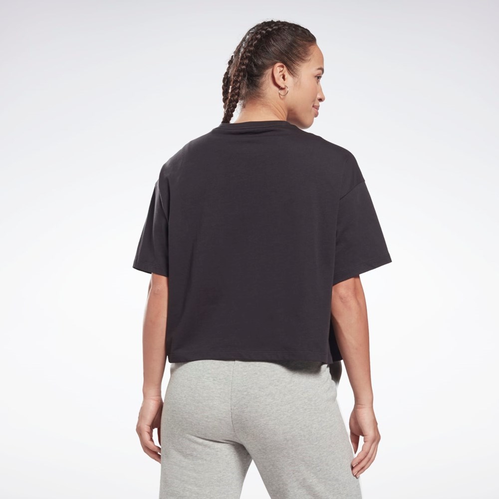 Reebok Piping T-Shirt Mustat | QNFDIU-527